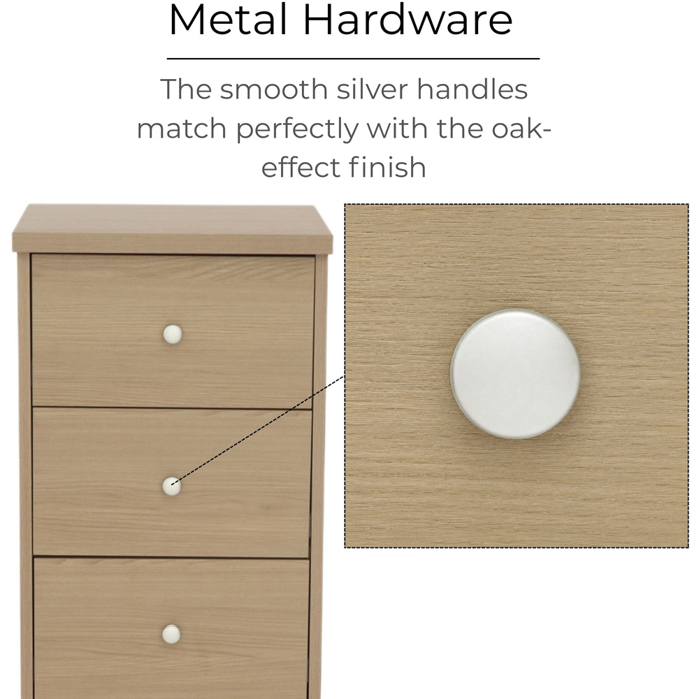 Core Products Freya 5 Drawer Smoked Oak Foil Finish Narrow Chest of Drawers Image 7