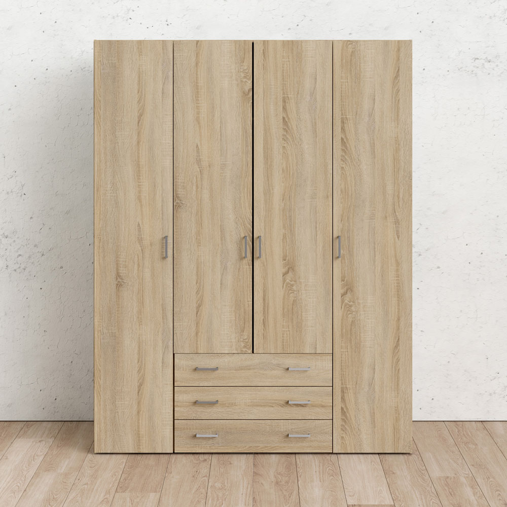 Florence Space 4 Door 3 Drawer Oak Wardrobe Image 5