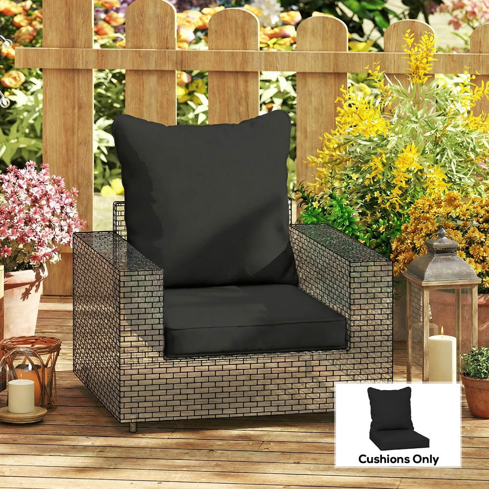 Outsunny Black Seat and Back Pad Garden Chair Cushion Set 62cm Image 4