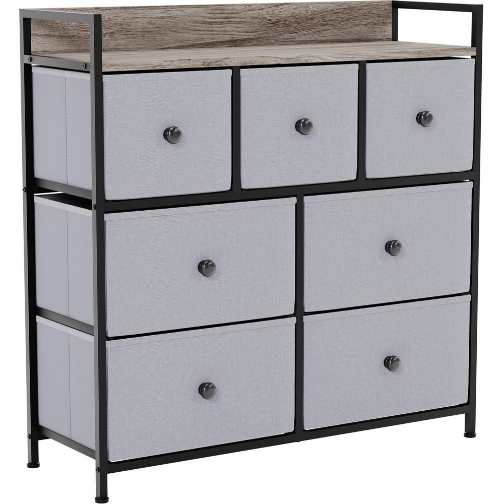 Vida Designs Chorley 7 Drawer Beige and Grey Wood Fabric Chest of Drawer Image 2