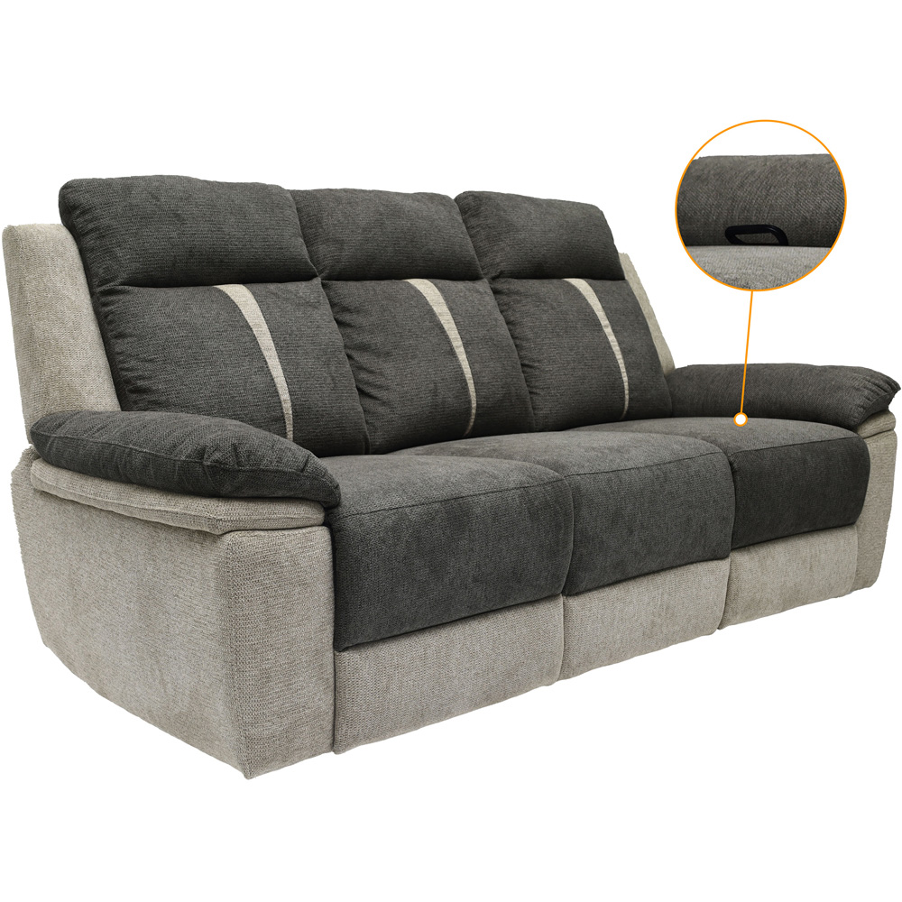 Comfy Living 3 Seater Grey Manual Recliner Sofa Image 5