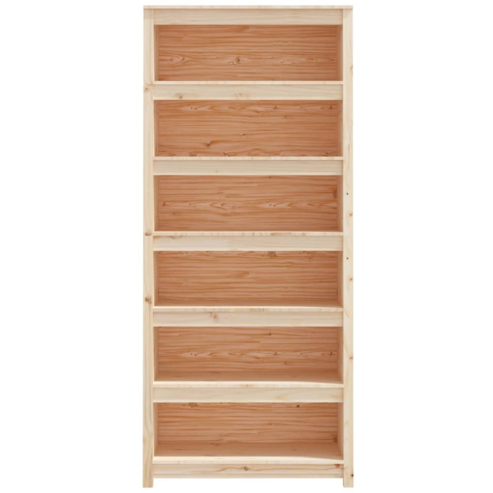 vidaXL 6 Shelf Natural Solid Pine Wood Bookcase Image 3