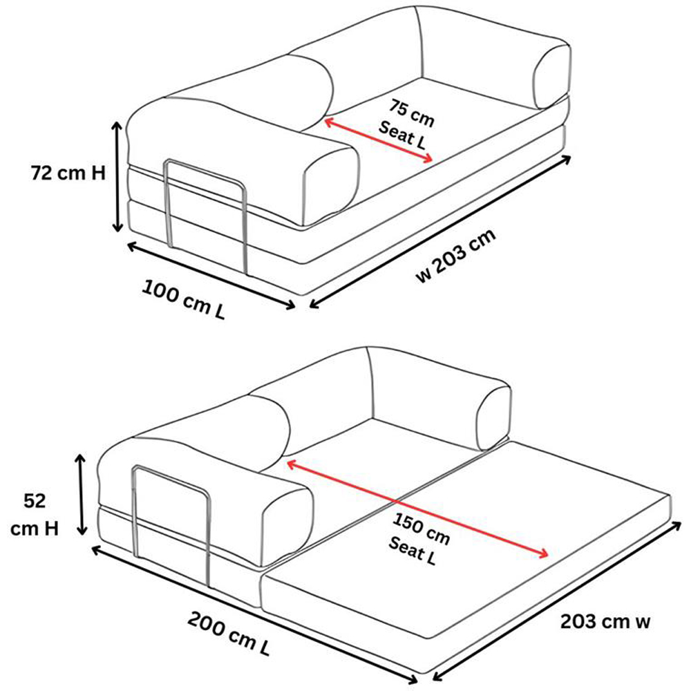 Sliding Wardrobes 4U 3 Seater Camel Larry Fabric Sofa Bed Image 9