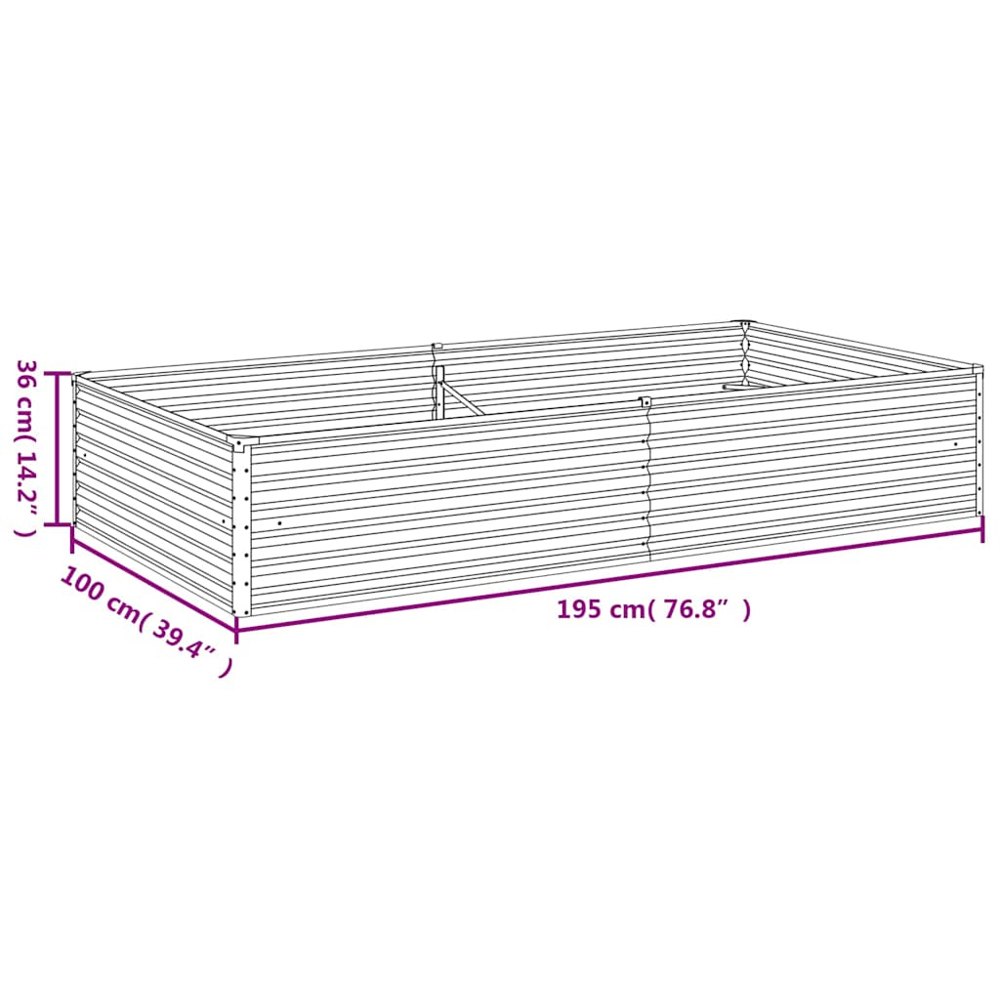vidaXL Brown Corten Steel Raised Garden Bed 36 x 195 x 100cm Image 6