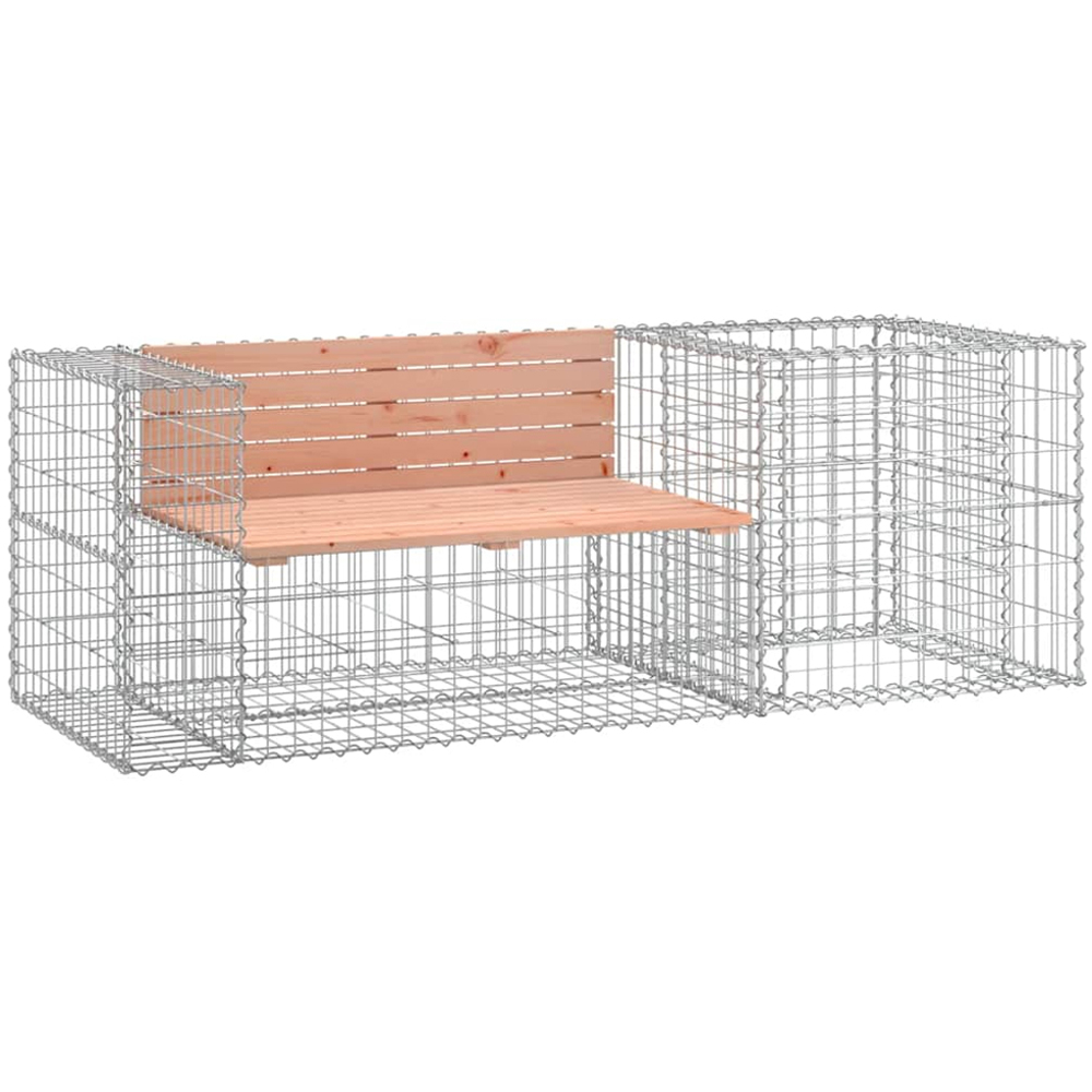vidaXL Natural Douglas Solid Wood Garden Bench with Gabion Basket 65.5 x 192 x 71cm Image 1