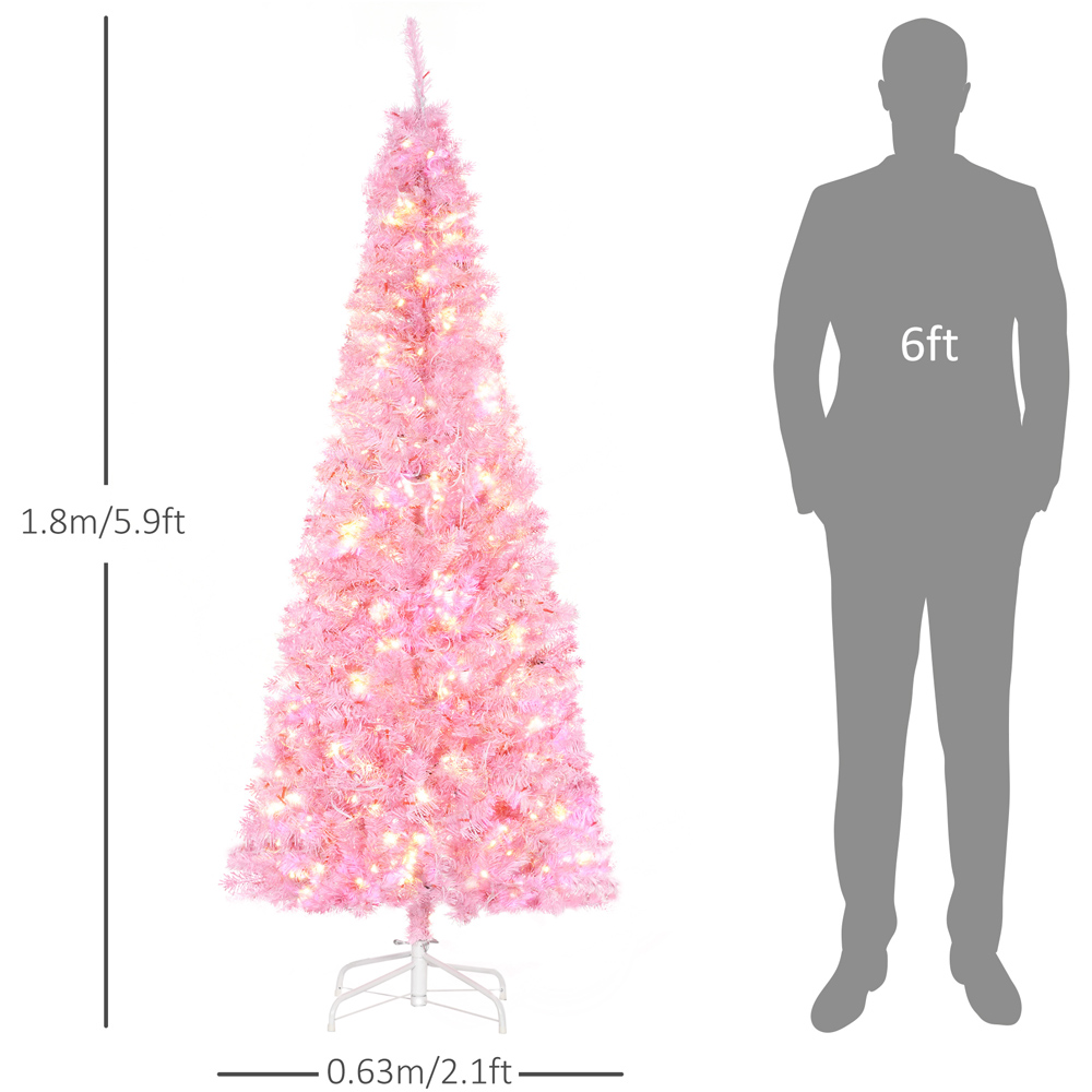 Everglow Warm White LED Pre-Lit Pink Artificial Christmas Tree 6ft Image 7