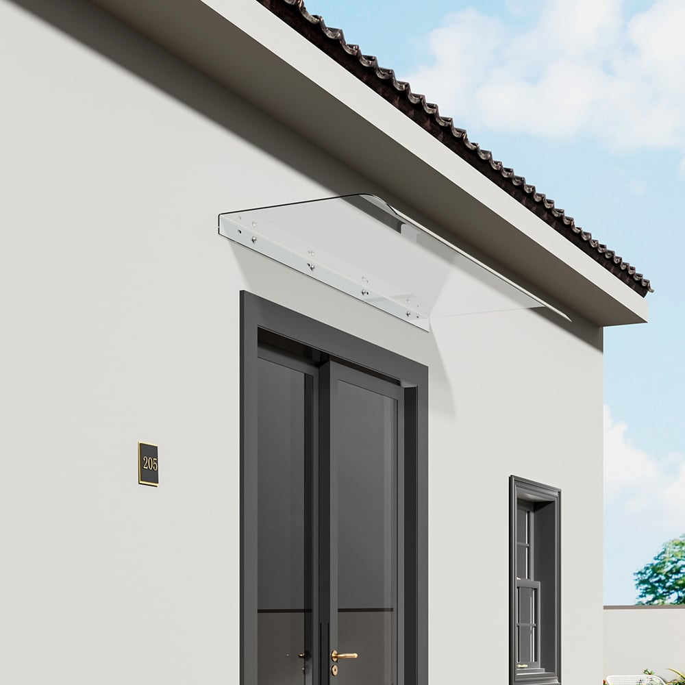 Living and Home Arched Transparent Window Door Awning Canopy 120cm Image 4