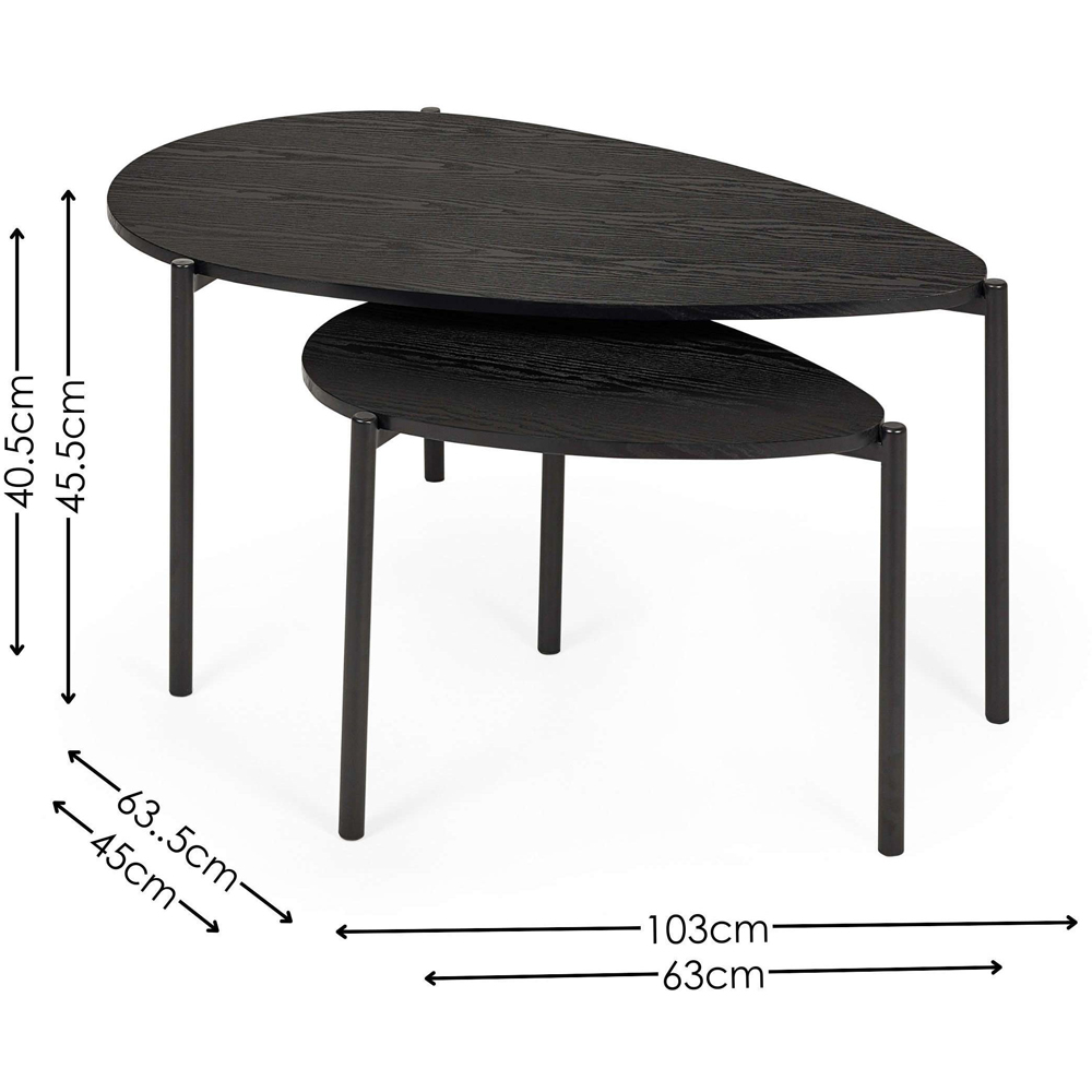 Julian Bowen Lorette Black Ash Effect Teardrop Nest of Tables Set of 2 Image 9