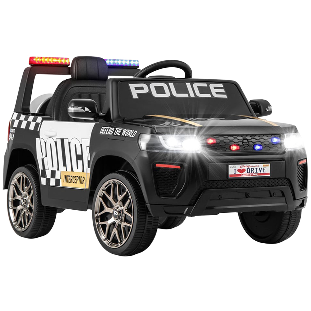 Costway Black Kid Ride On Police Car with Remote Control Image 1