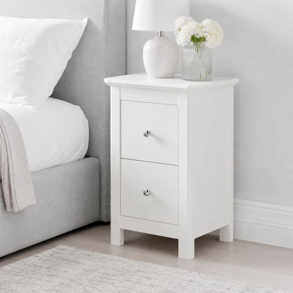 Core Products Nairn 2 Drawer White Petite Bedside Cabinet Image 8