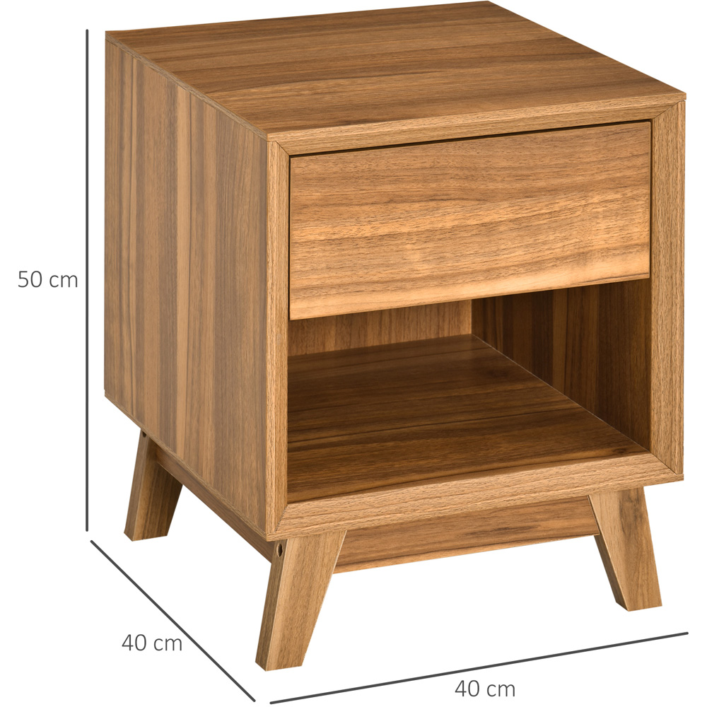 Portland Single Drawer Walnut Brown Bedside Table Image 7