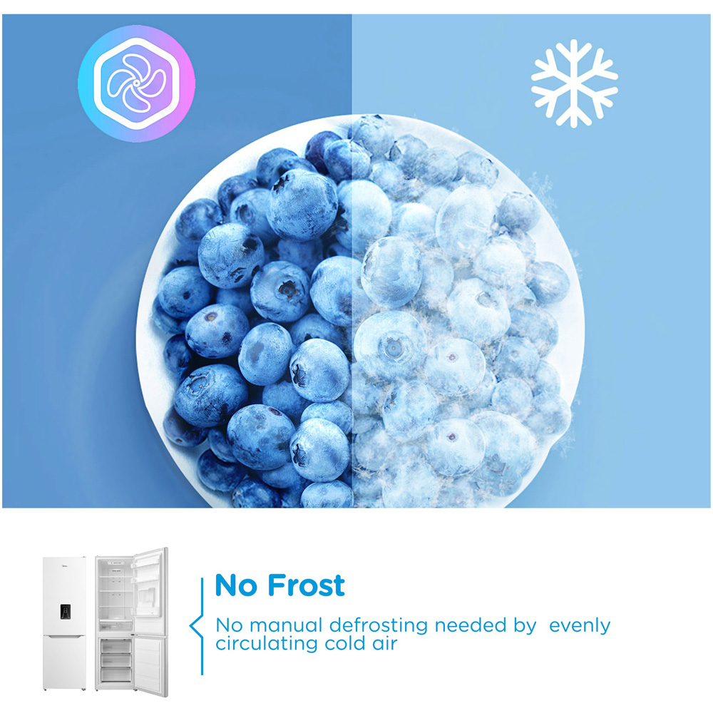 Midea MDRB424FGD01W White Total No Frost 308L Combi Fridge Freezer with Non-Plumbed Water Dispenser Image 8