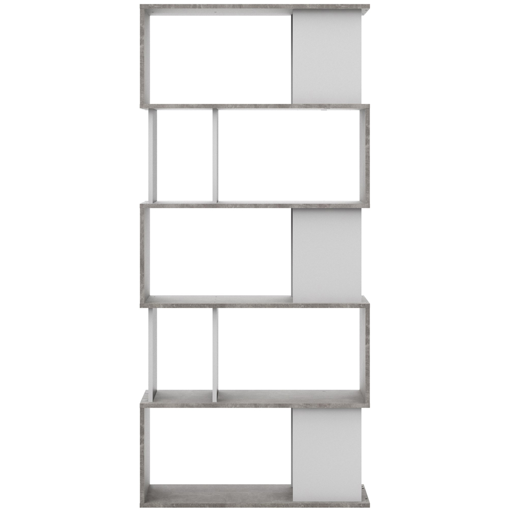 Furniture To Go Maze 5 Shelf Concrete and White Open Bookcase Image 3