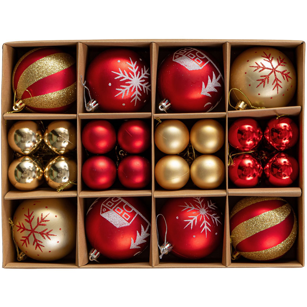 Samuel Alexander Red and Gold Shatterproof Bauble 40 Pack Image 1