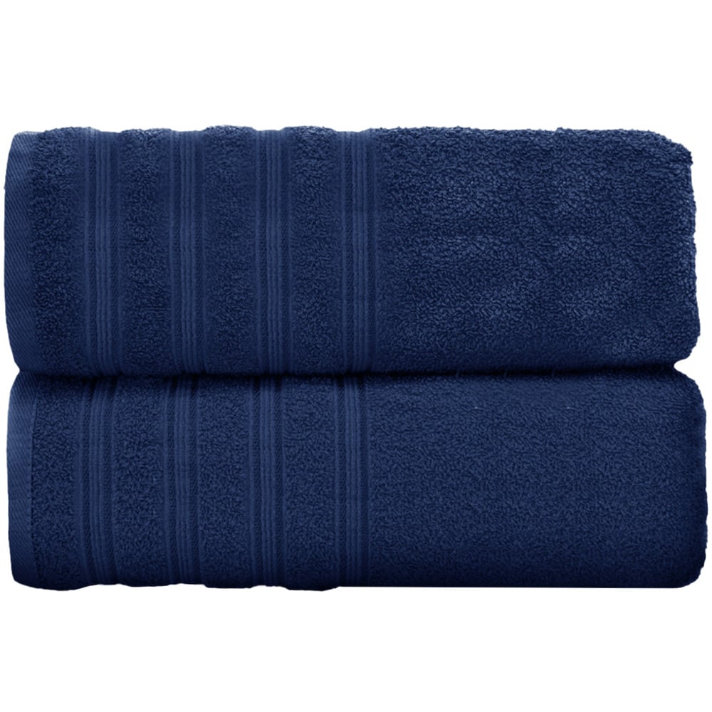 Velosso Hampi Cotton Navy Bath Sheet Set of 2 Image 1