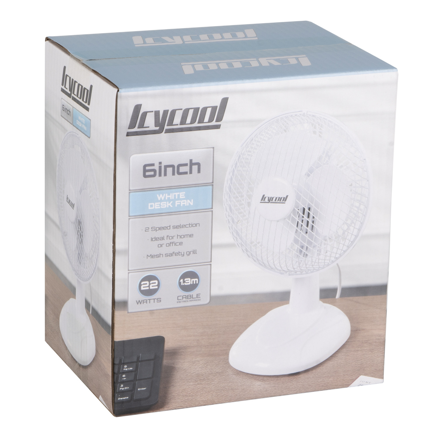 Icycool White Desk Fan 6 inch Image 2