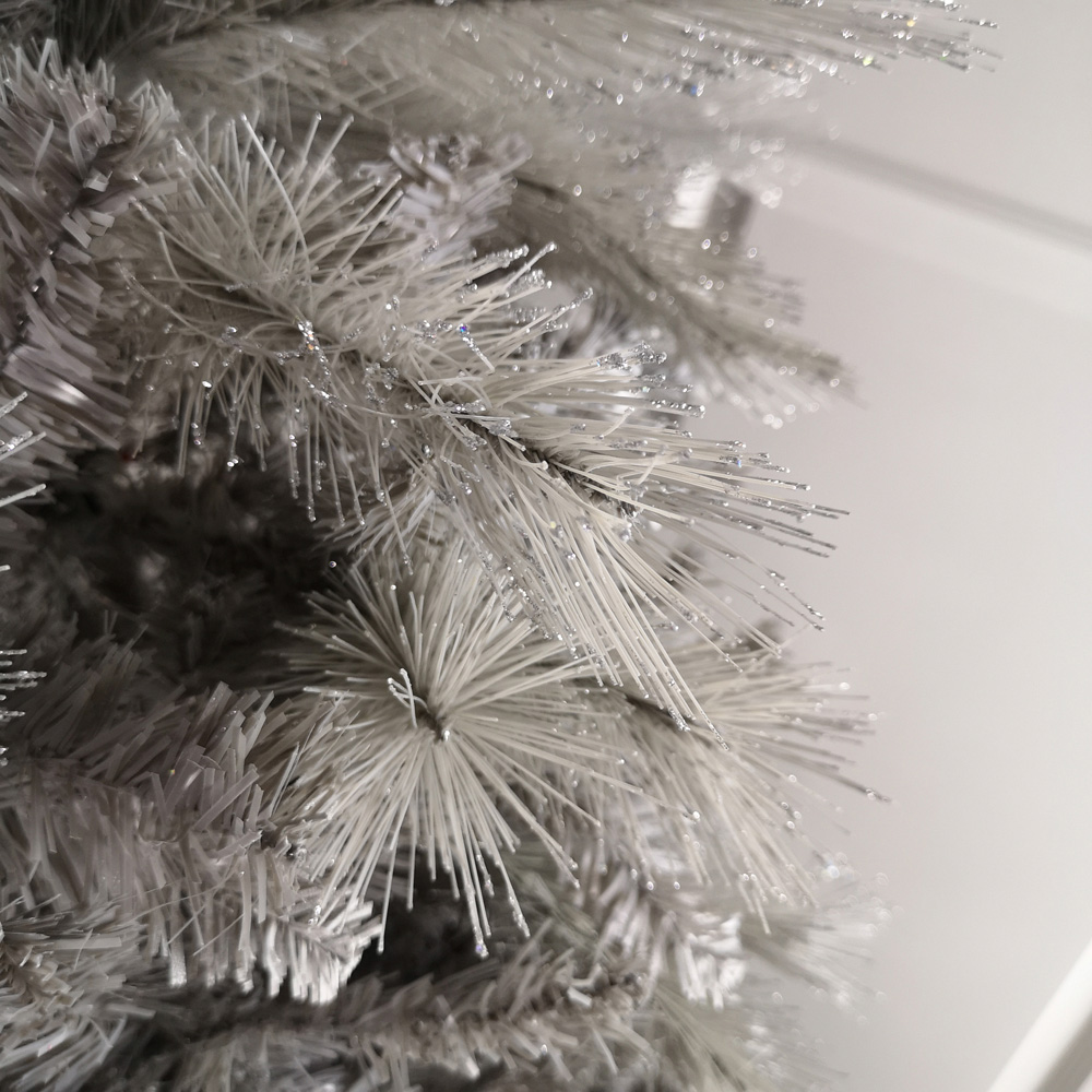 Samuel Alexander Silver Glitter Tip Fir Grey Artificial Christmas Tree 7ft Image 5