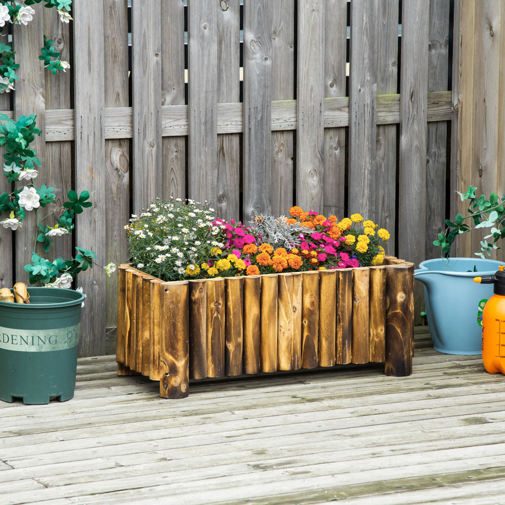 Outsunny Wooden Rectangular Raised Bed Planter 30 x 35 x 78cm Image 2