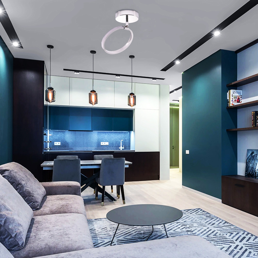 Happy Homewares Chrome Halo Ring LED Ceiling Light Fitting Image 2