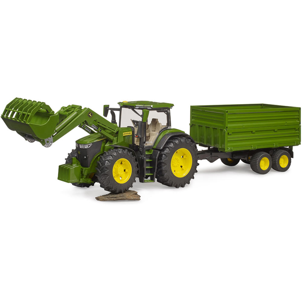 Bruder Kids John Deere 7R 350 with Front Loader and Tandemaxle Tipping Trailer Playset Model Image 7