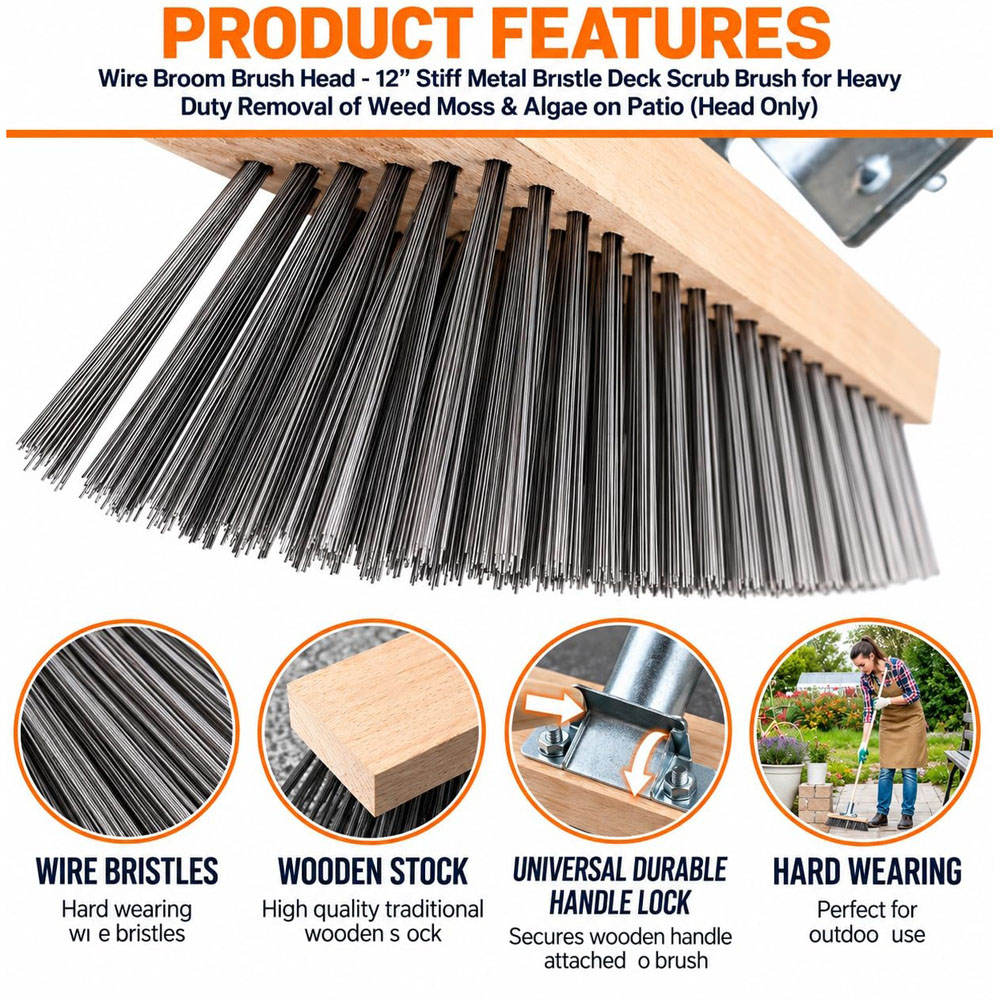 ATEK Heavy Duty Wire Broom with Telescopic Handle 57 inch Image 5