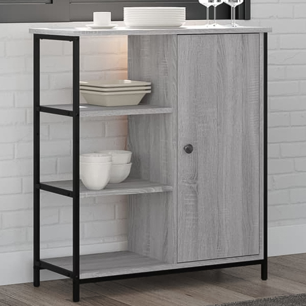 vidaXL Single Door 3 Shelf Grey Sonoma Sideboard Image 1