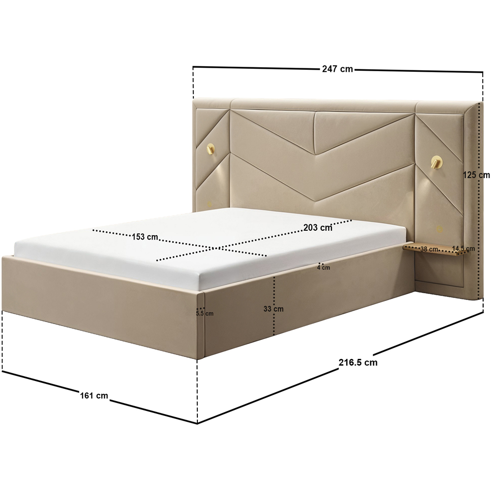 Flair Alice King Size Beige Velvet Hotel Ottoman Bed with Light Image 6