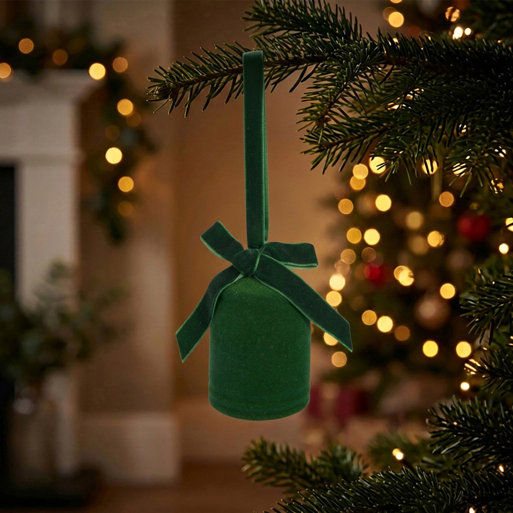 Hanging Flocked Bell Decoration Image 2