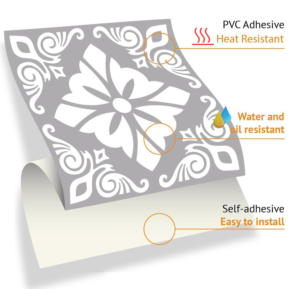Walplus Andalu Grey Cement Spanish Tile Sticker 24 Pack Image 5