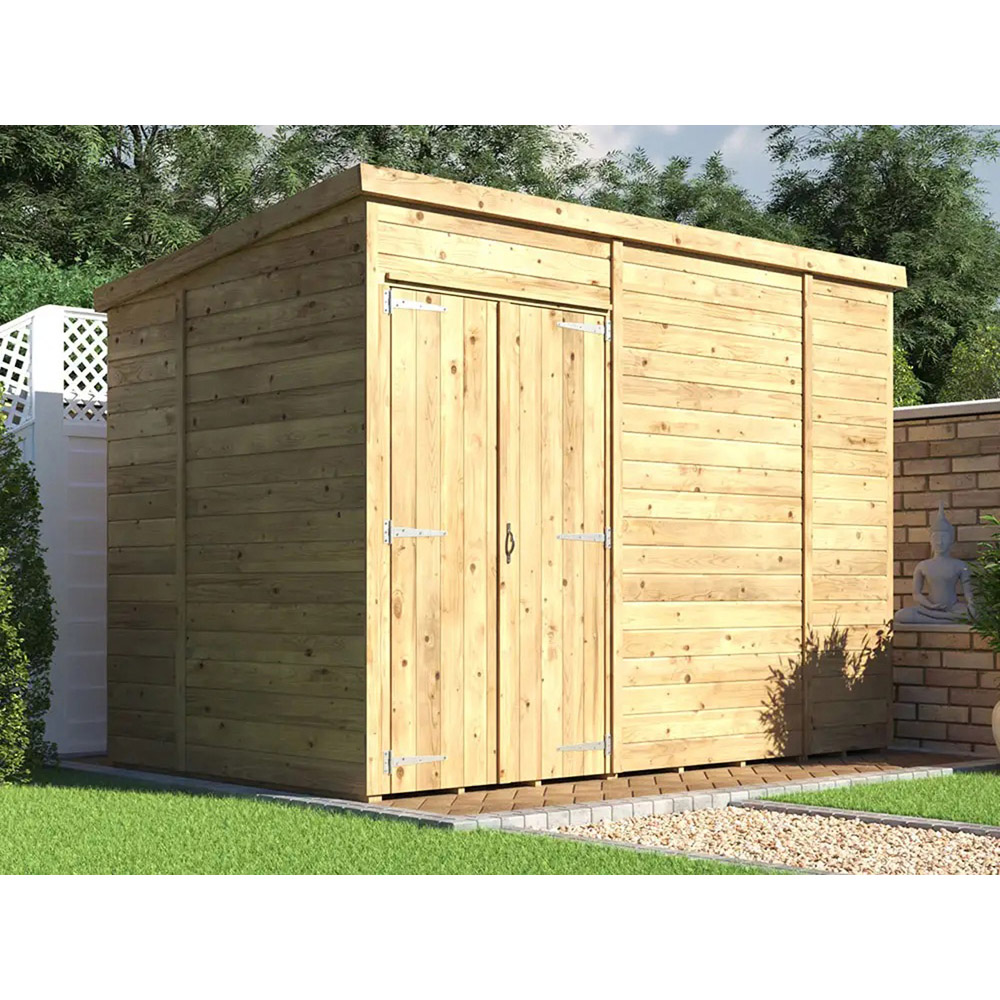 Dunster House Overlord 10 x 6ft Modular Brown Pent Garden Shed Image 2