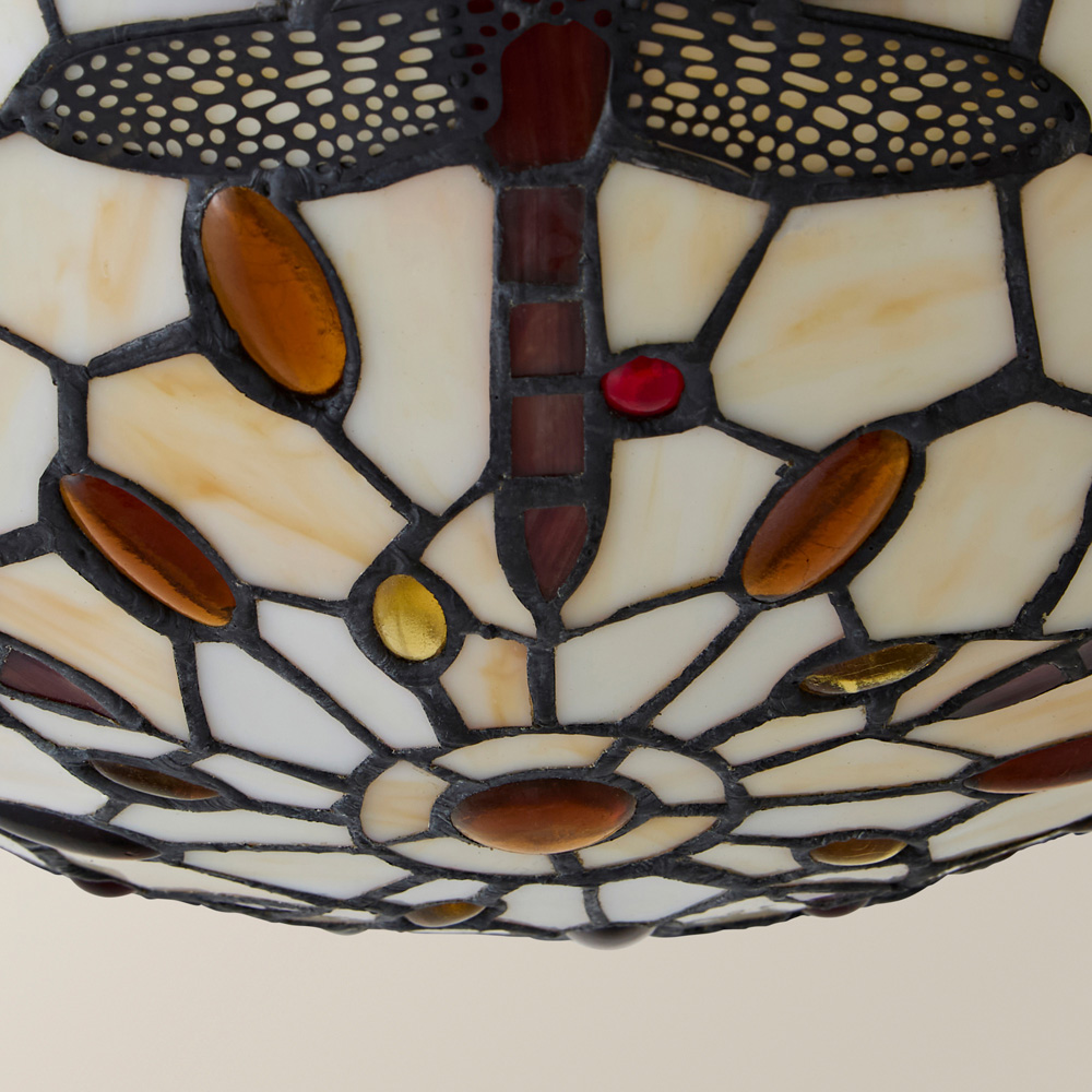 ValueLights Tiffany Style Antique Red and White Glass Dragonfly Pendant Shade Image 3