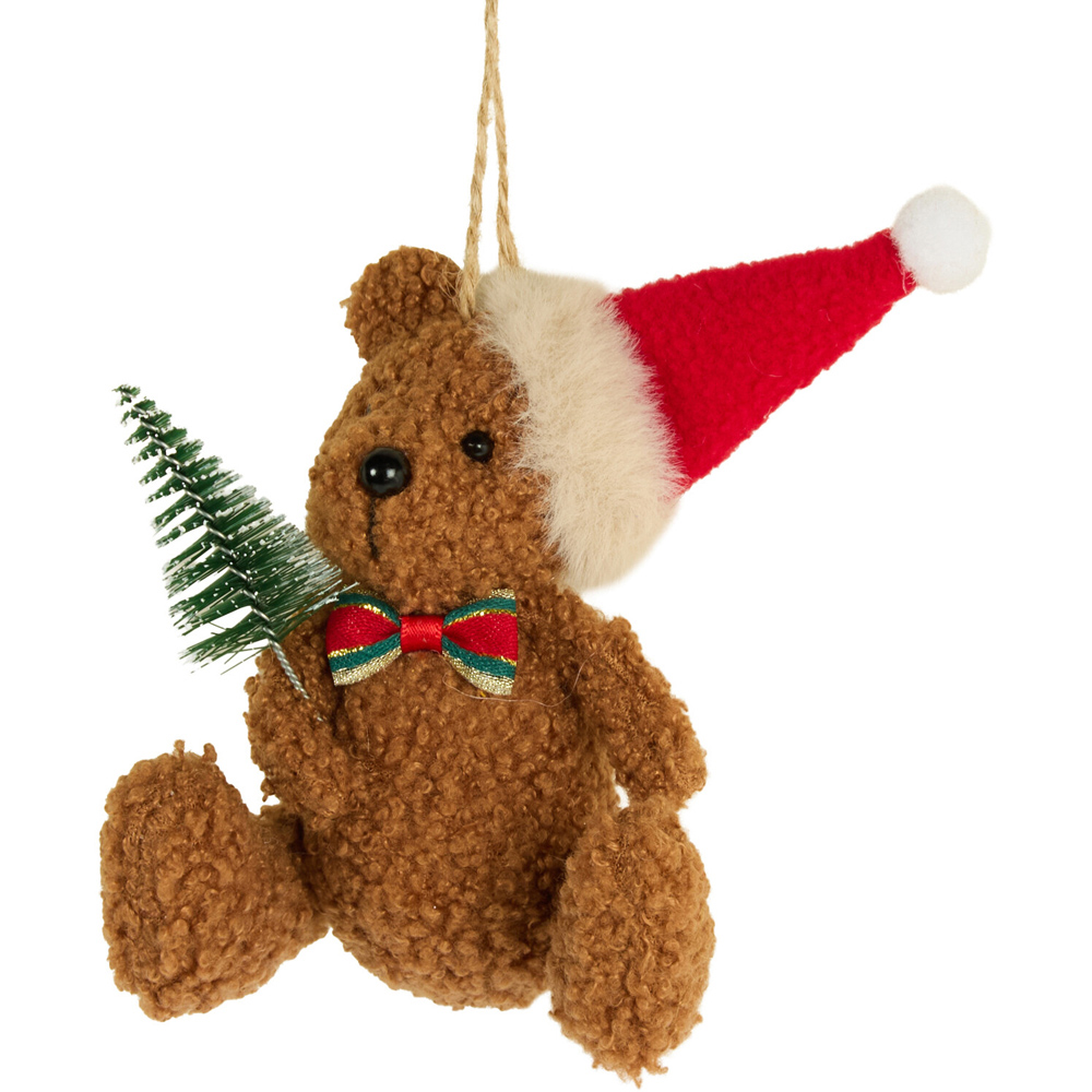Christmas Bear Hanging Decoration Brown Image 4