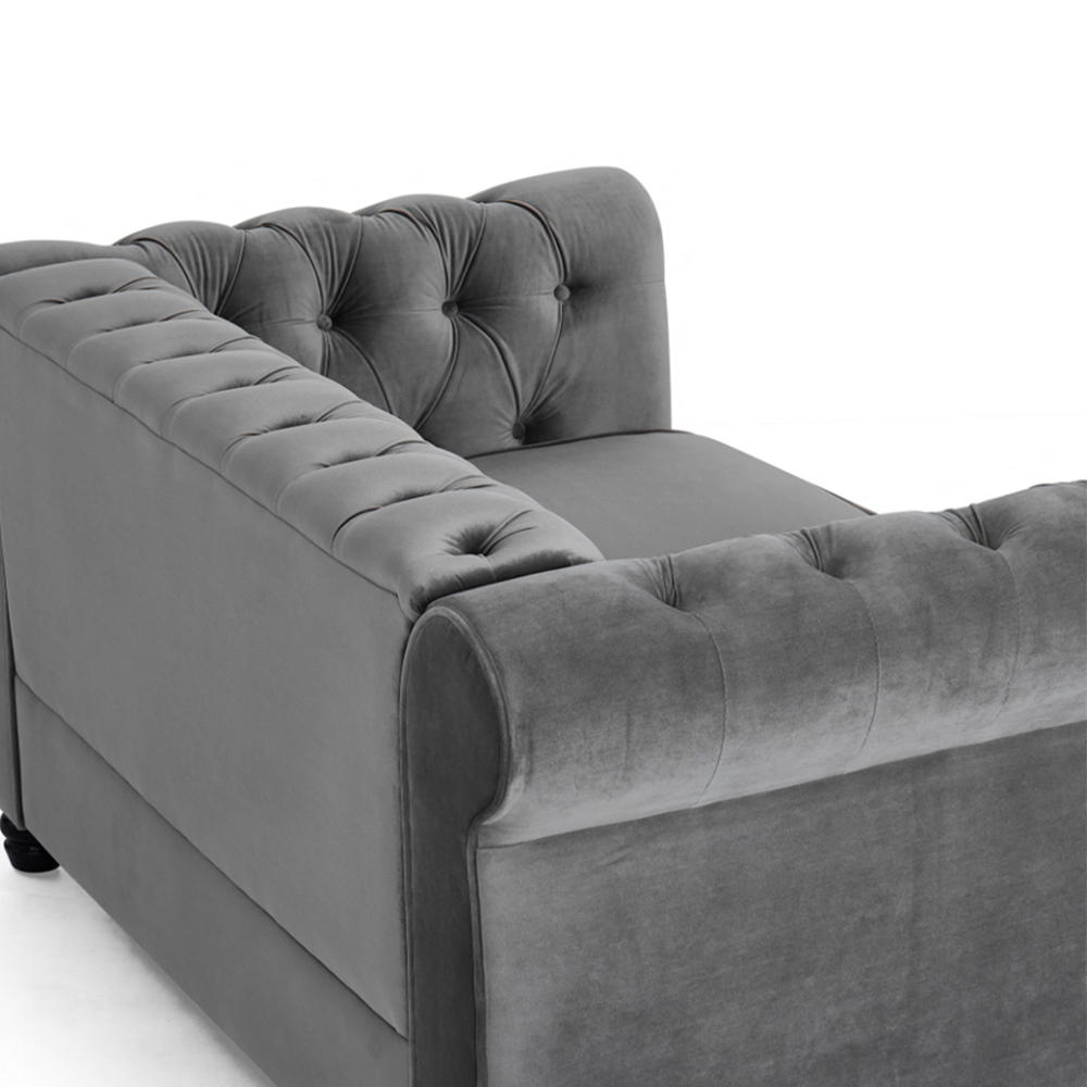 Home Detail Chesterfield 2 Seater Studded Grey Velvet Sofa Image 5