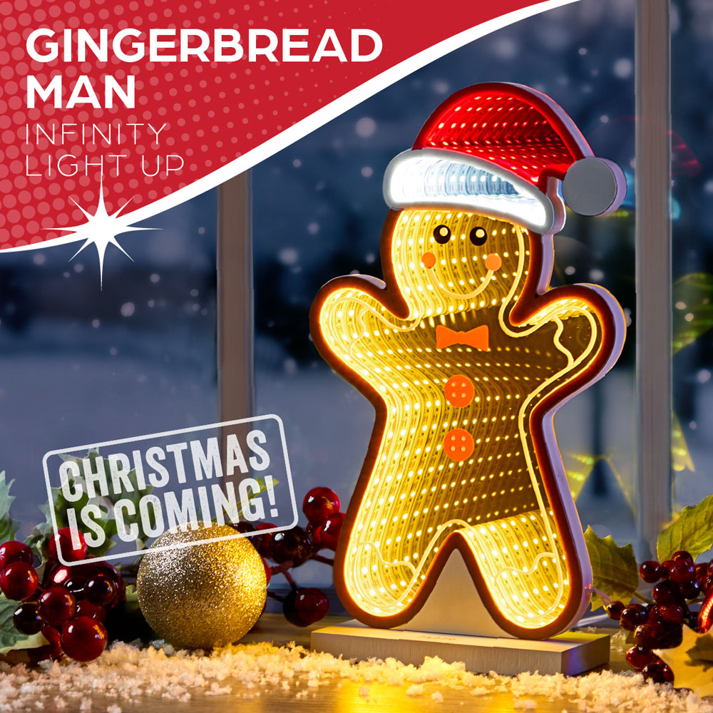 The Christmas Workshop 99 Multicolour LED Gingerbread Man Double Sided Infinity Light 28cm Image 7