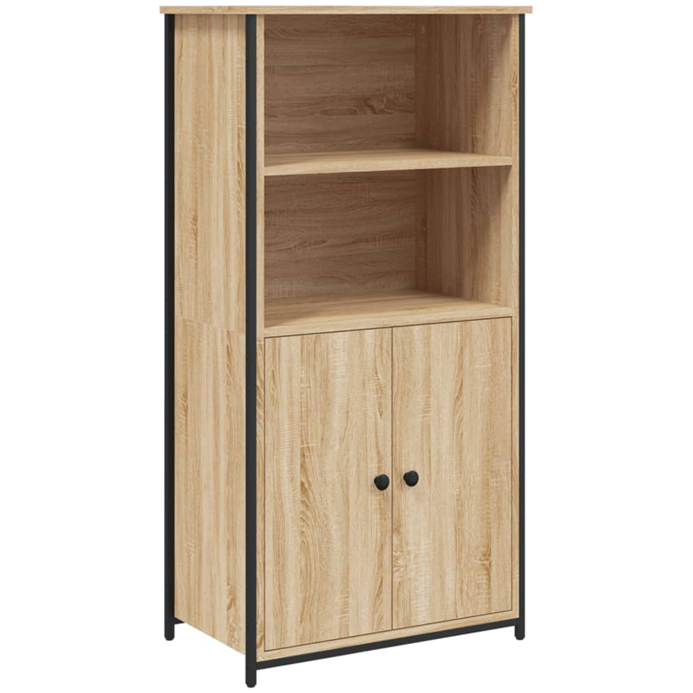 vidaXL 2 Door 2 Shelf Sonoma Oak Wood and Metal Highboard Image 2