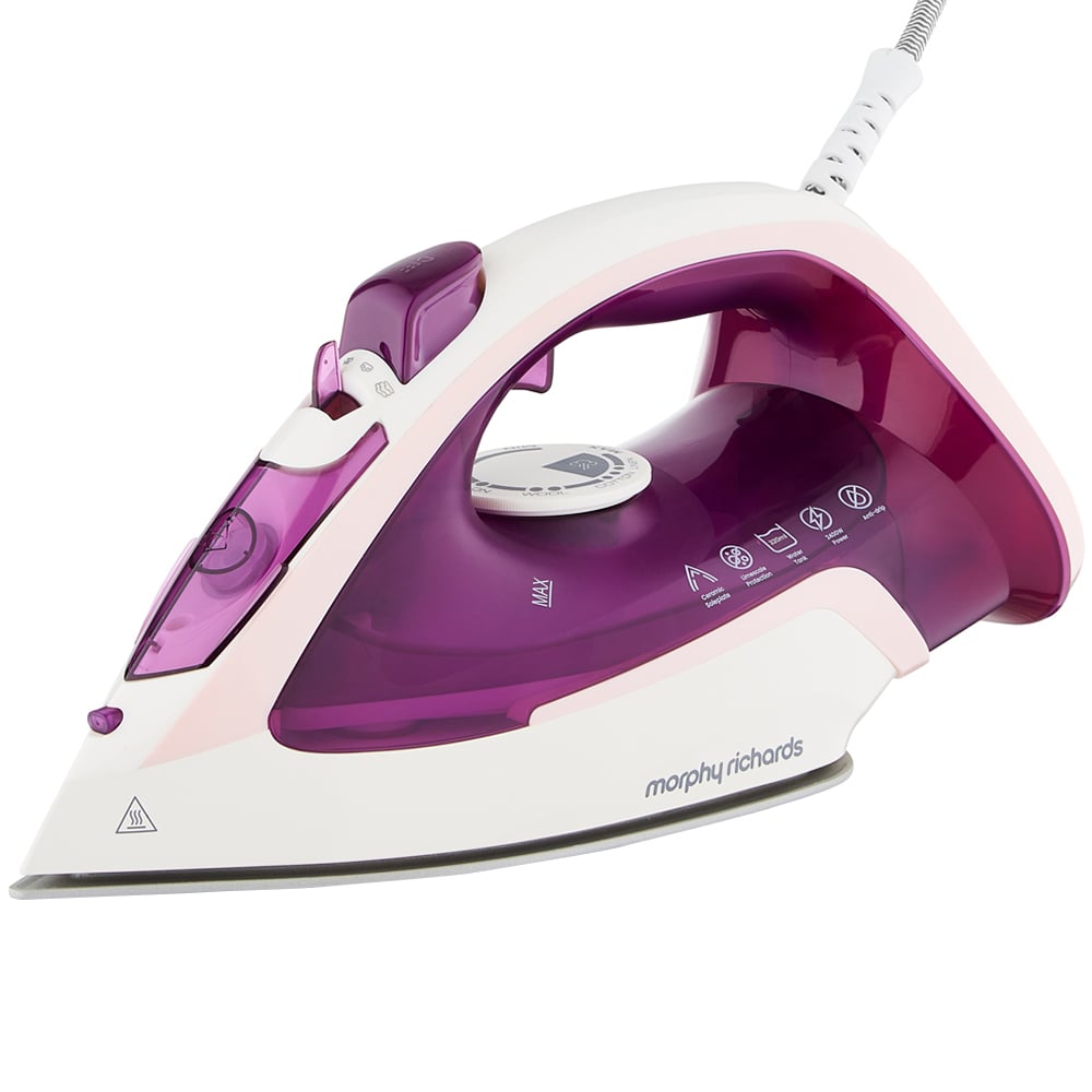 Morphy Richards Steam Flow Pink and White Turbo Steam Iron 2400W Image 1