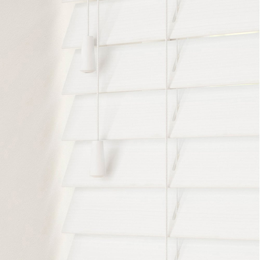 Caecus Faux Wood String Venetian Blind White 90 x 120cm Image 1