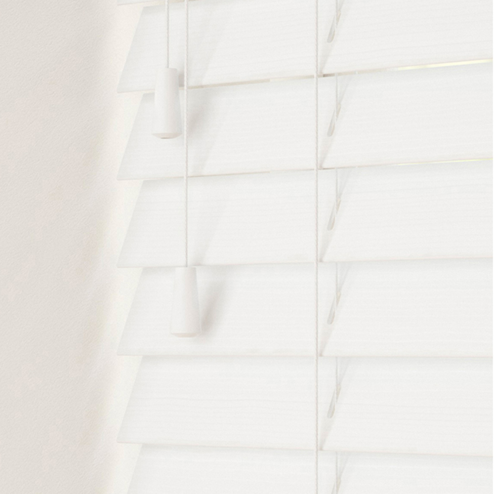 Caecus Faux Wood String Venetian Blind White 120 x 120cm Image 1