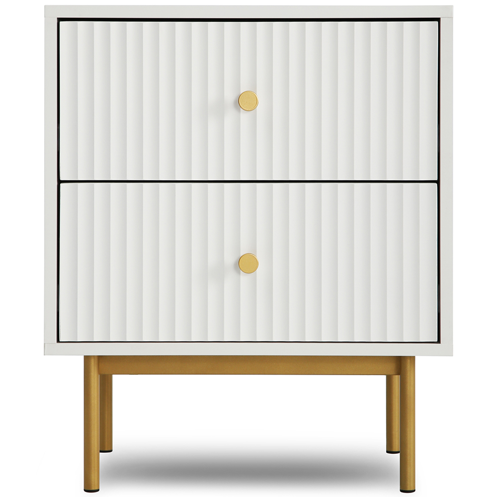 Devon White 2 Drawer Bedside Table Image 2