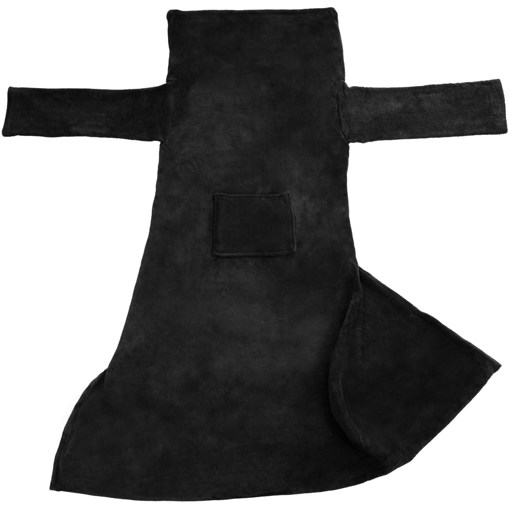 tectake Black Wearable Snuggle Throw with Arms 200 x 170cm Image 3