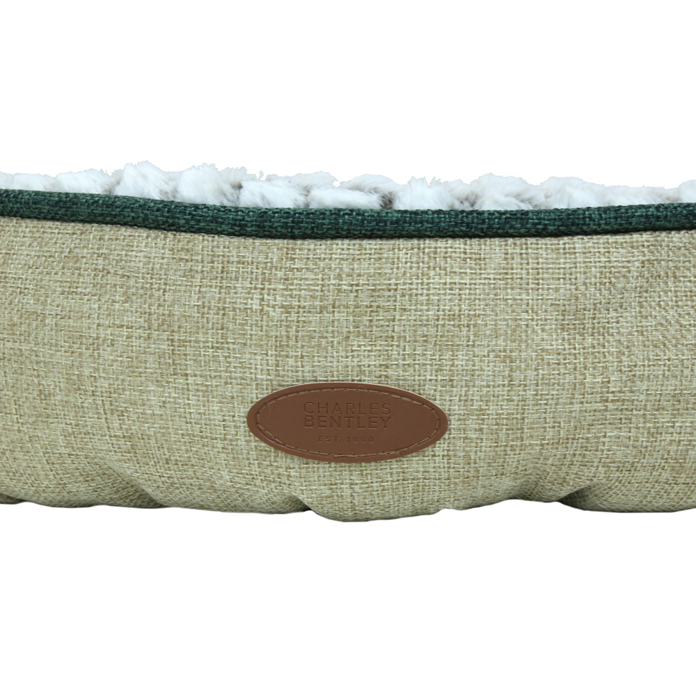 Charles Bentley Small Taupe Linen Soft Pet Bed Image 4