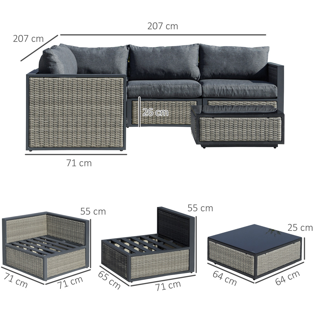 Outsunny 5 Seater Grey PE Rattan Sofa Lounge Set Image 8