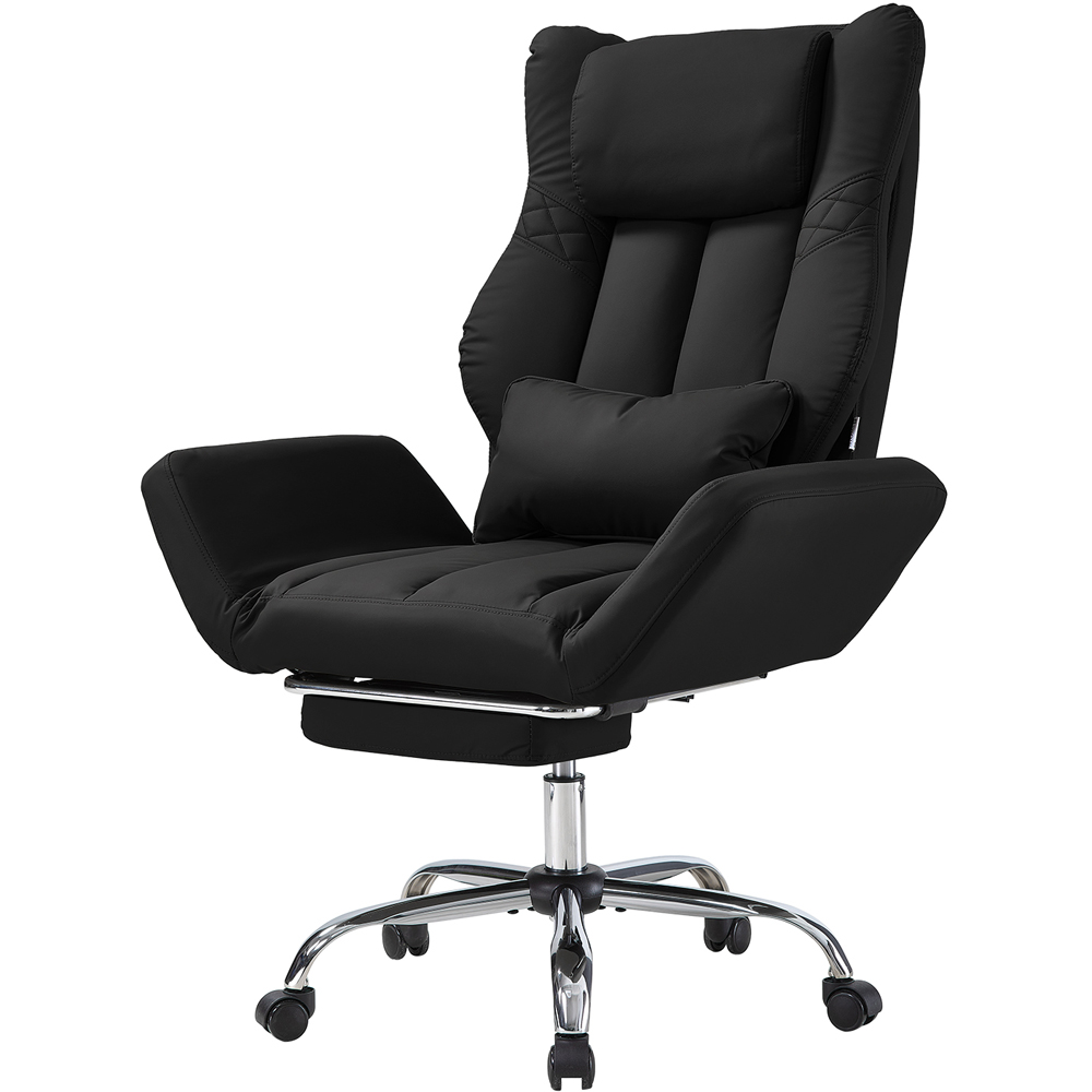 Living and Home Black Cross-Legged Office Chair with Adjustable Headrest and Footrest Image 6