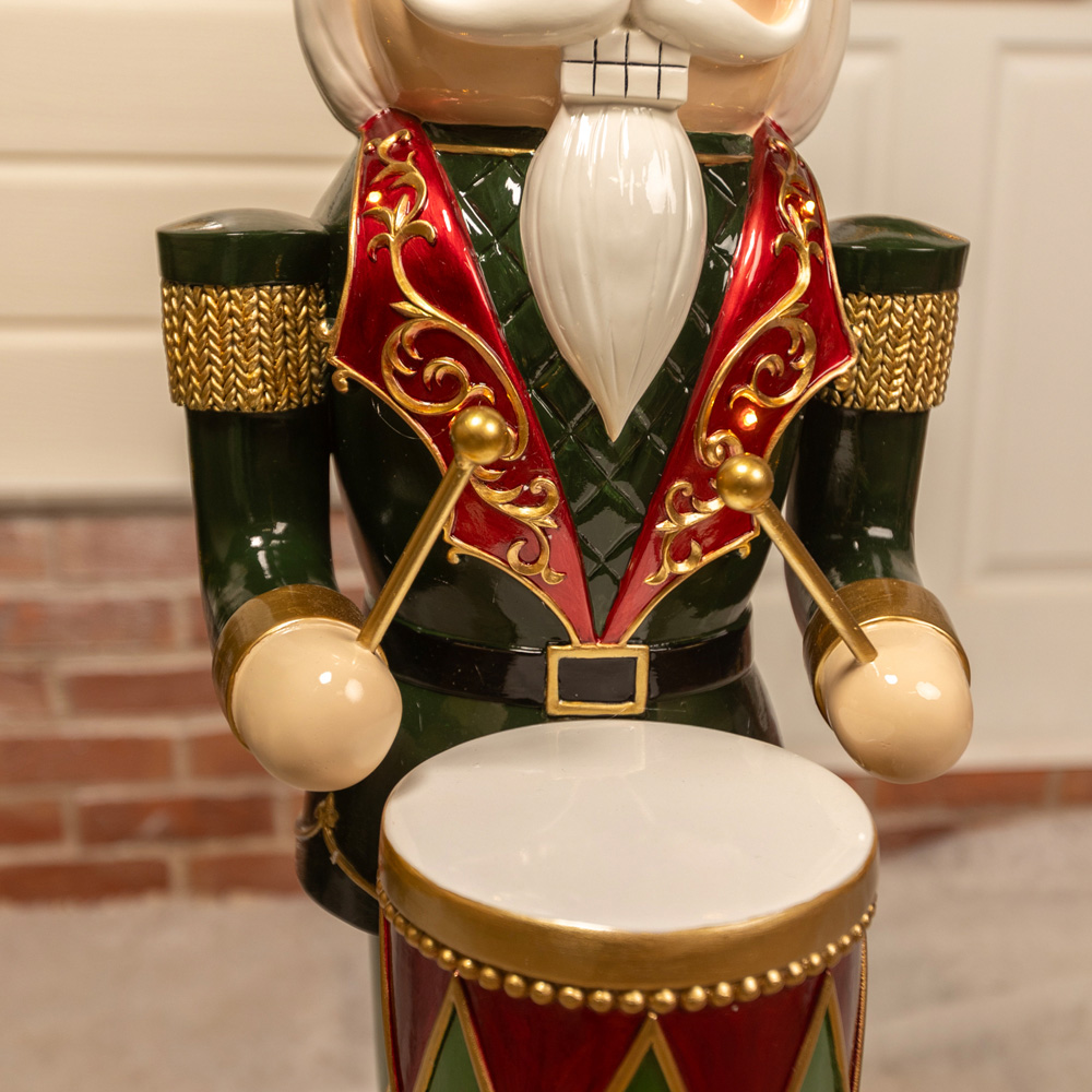 The Christmas Centre Red and Green LED Lights Traditional Nutcracker Soldier Drummer 4ft Image 3
