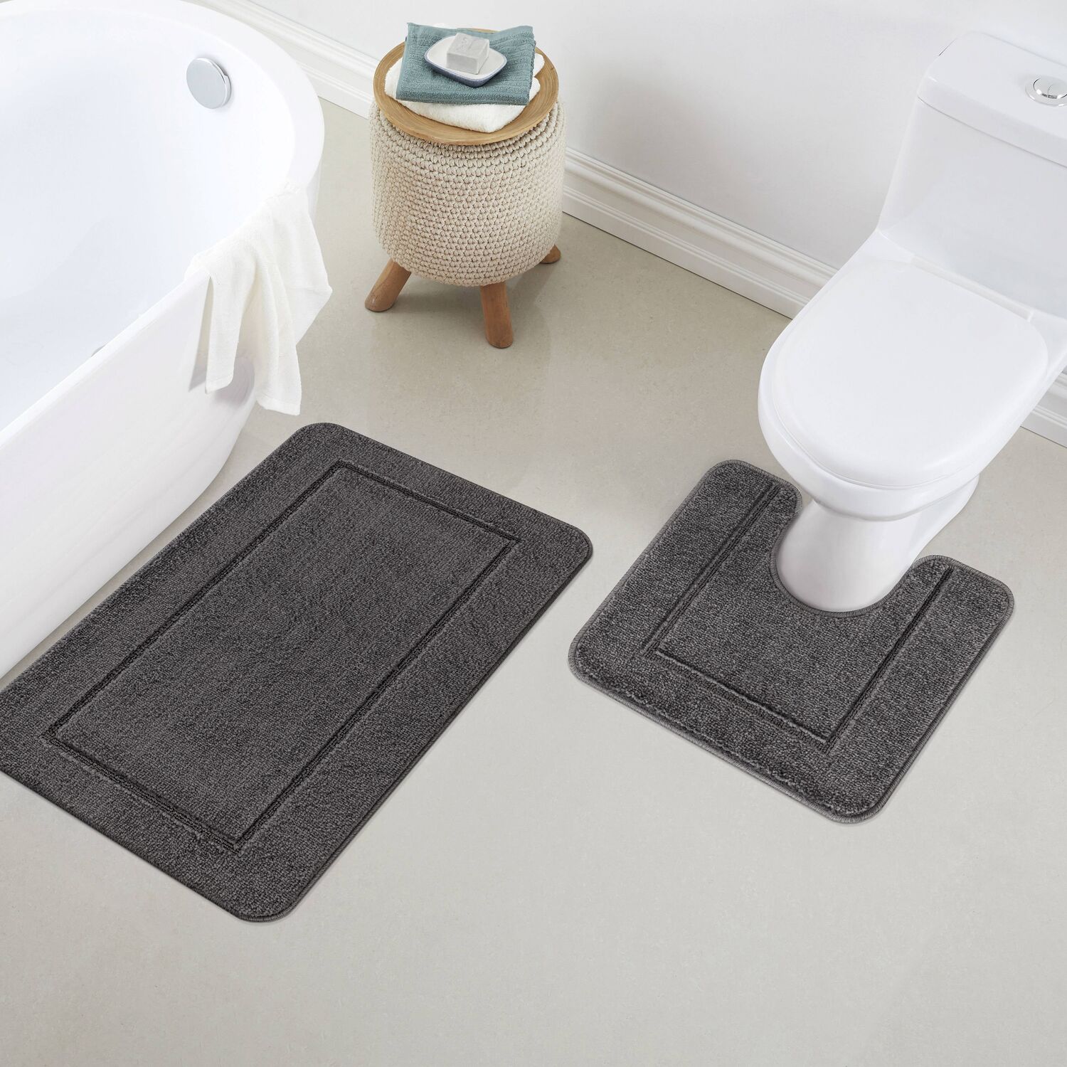 Chelsea 2 Piece Bath Mat Set - Dark Grey Image 3