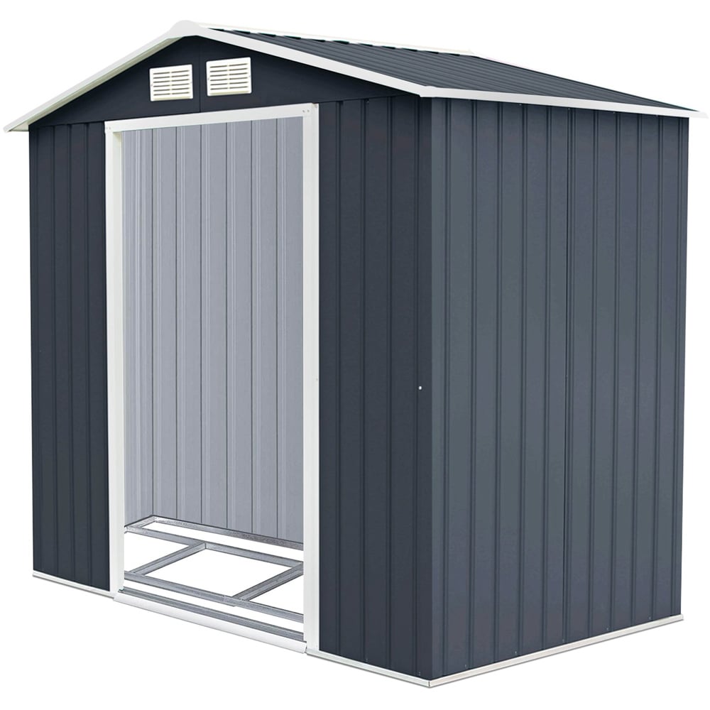 Costway 7 x 4ft Galvanized Metal Garden Shed with Foundation Image 1