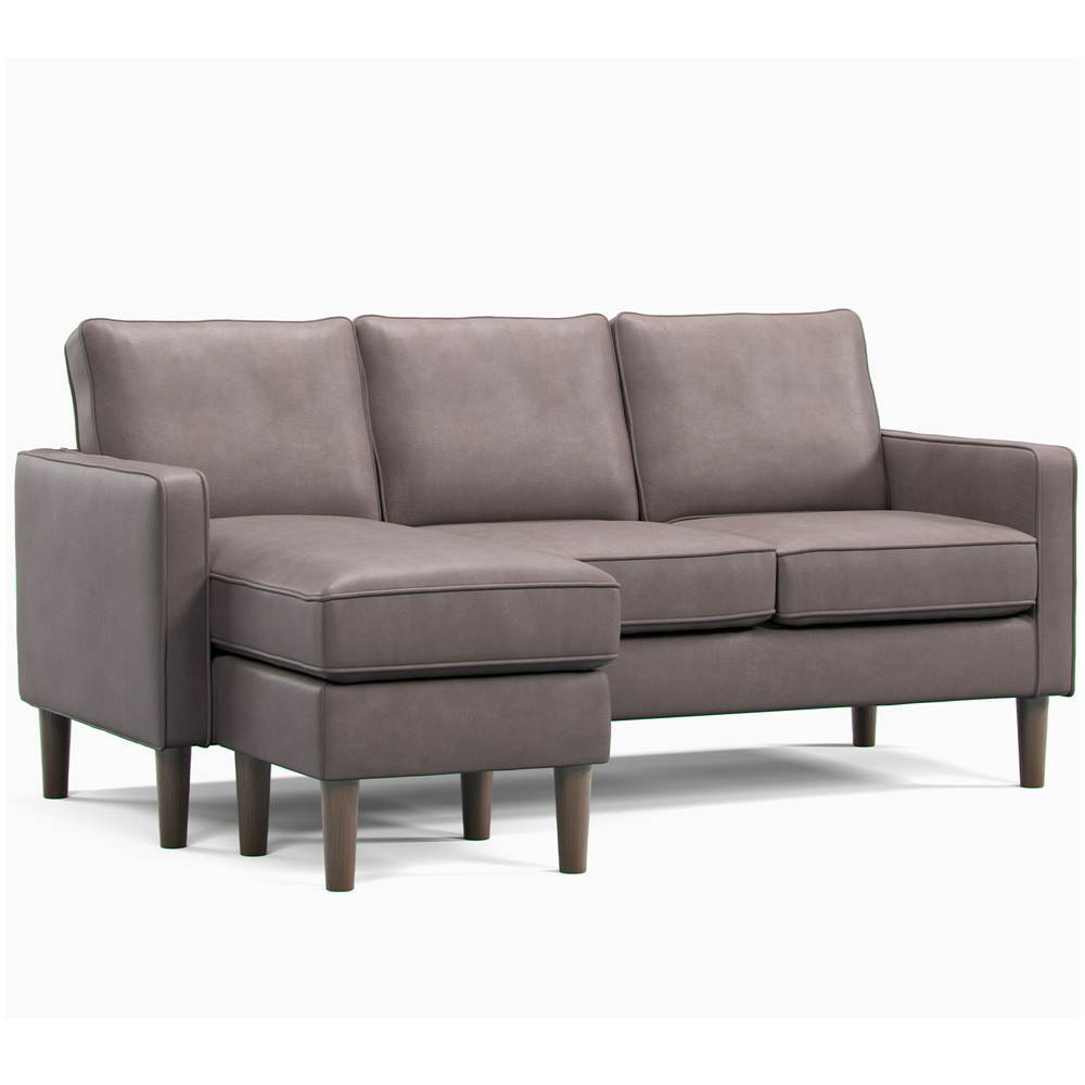 Bexhill 3 Seater Grey Faux Leather Reversible L Shaped Corner Sofa Image 3