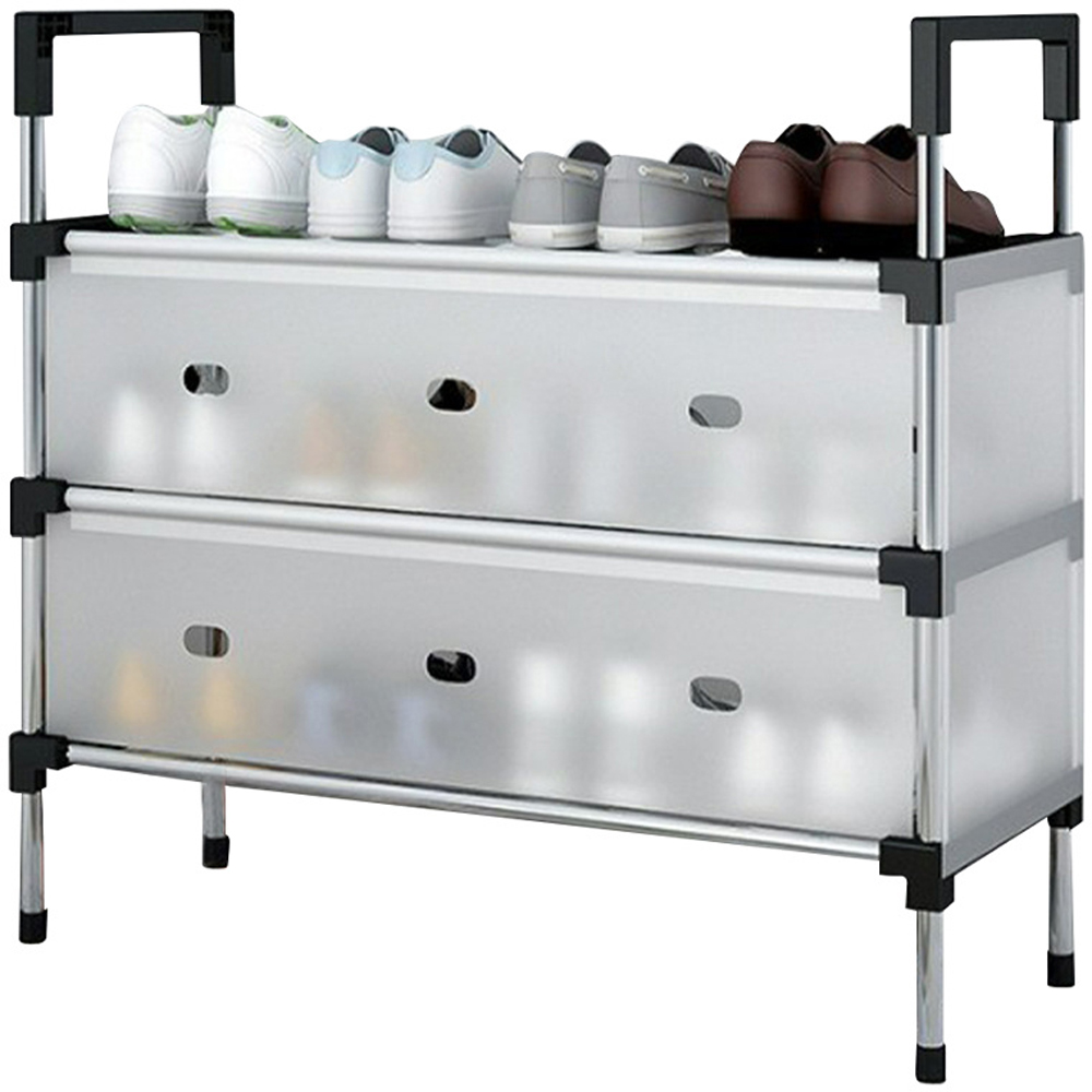 H&O Direct 3 Shelf White Shoe Rack Image 2