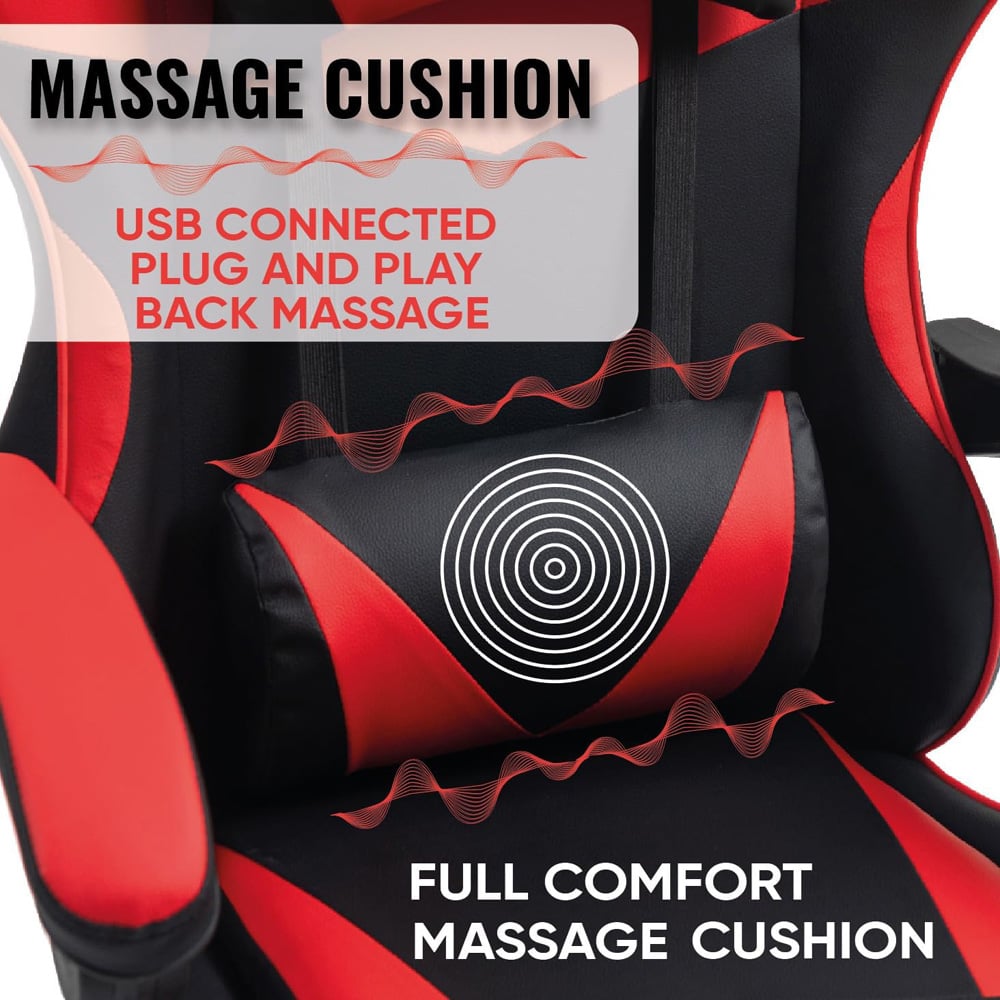 Home Treats Green Reclining Gaming Chair with Massage Cushion and Footrest Image 6