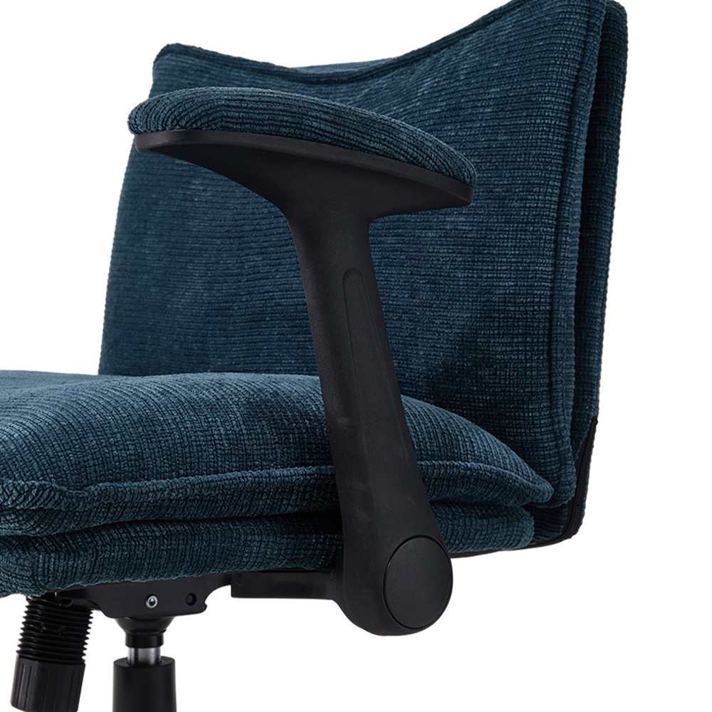 Living and Home Navy Blue Height Adjustable Chenille Upholstered Office Chair Image 6